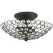 Cassandra 2 Light 11 inch Black Semi Flush Ceiling Light
