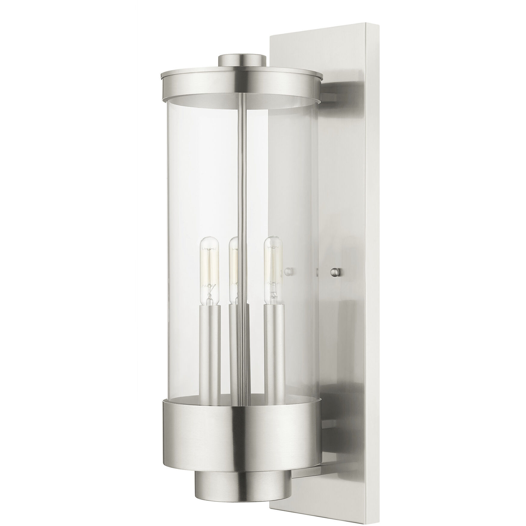Hillcrest 3 Light 20.5 inch Brushed Nickel Outdoor Wall Lantern