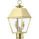 Wentworth 2 Light 18 inch Natural Brass Outdoor Post Top Lantern, Medium