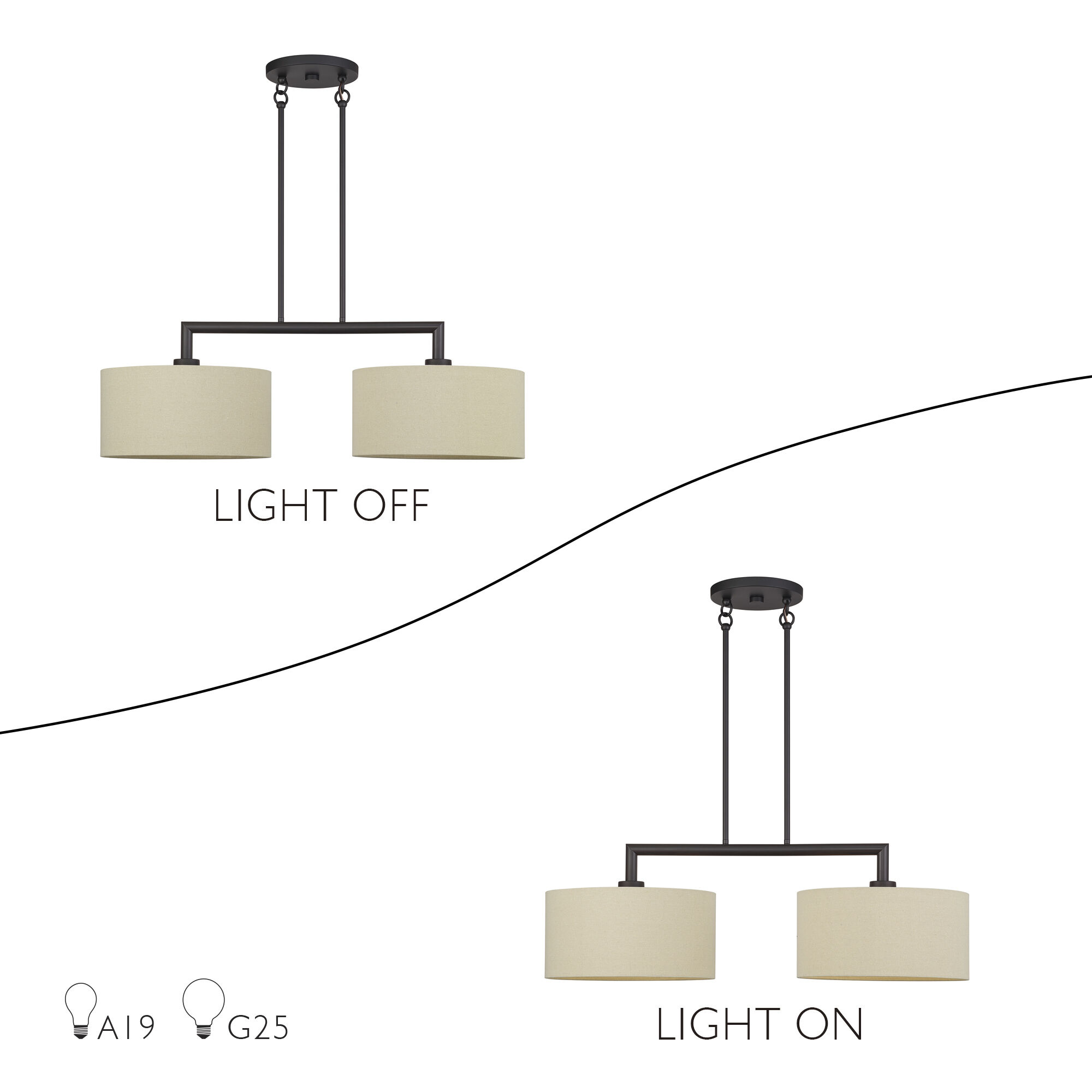 Bellingham 2 Light 35 inch Bronze Linear Chandelier Ceiling Light, Large