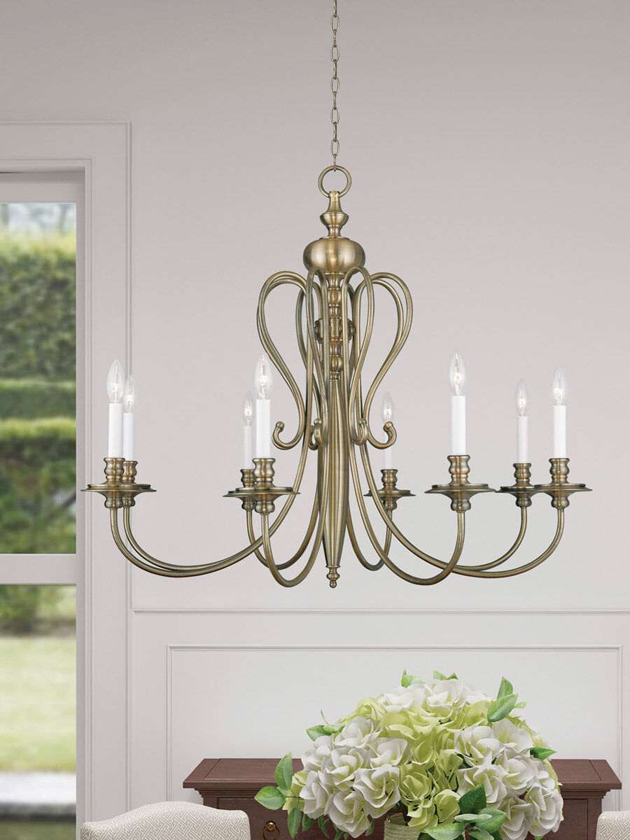 Caldwell 8 Light 35 inch Antique Brass Chandelier Ceiling Light