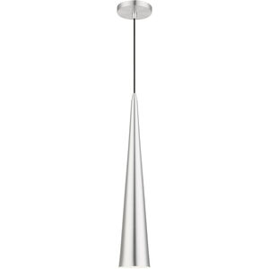 Andes 1 Light 5 inch Brushed Aluminum with Polished Chrome Accents Single Pendant Ceiling Light, Tall