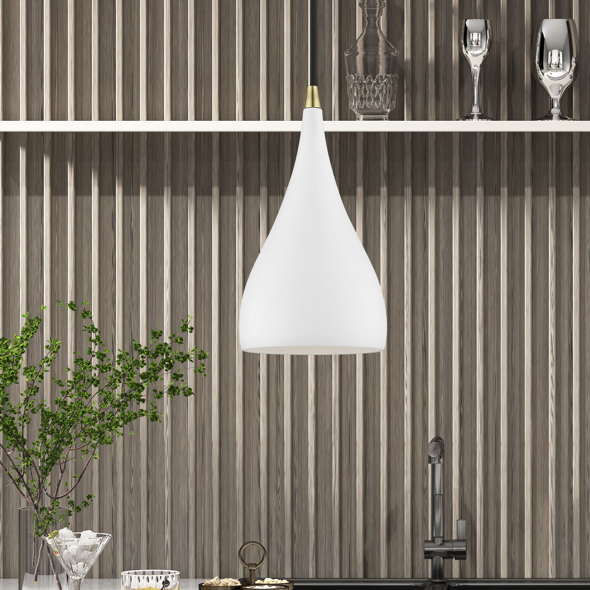 Amador 1 Light 6.25 inch Textured White with Antique Brass Accents Mini Pendant Ceiling Light