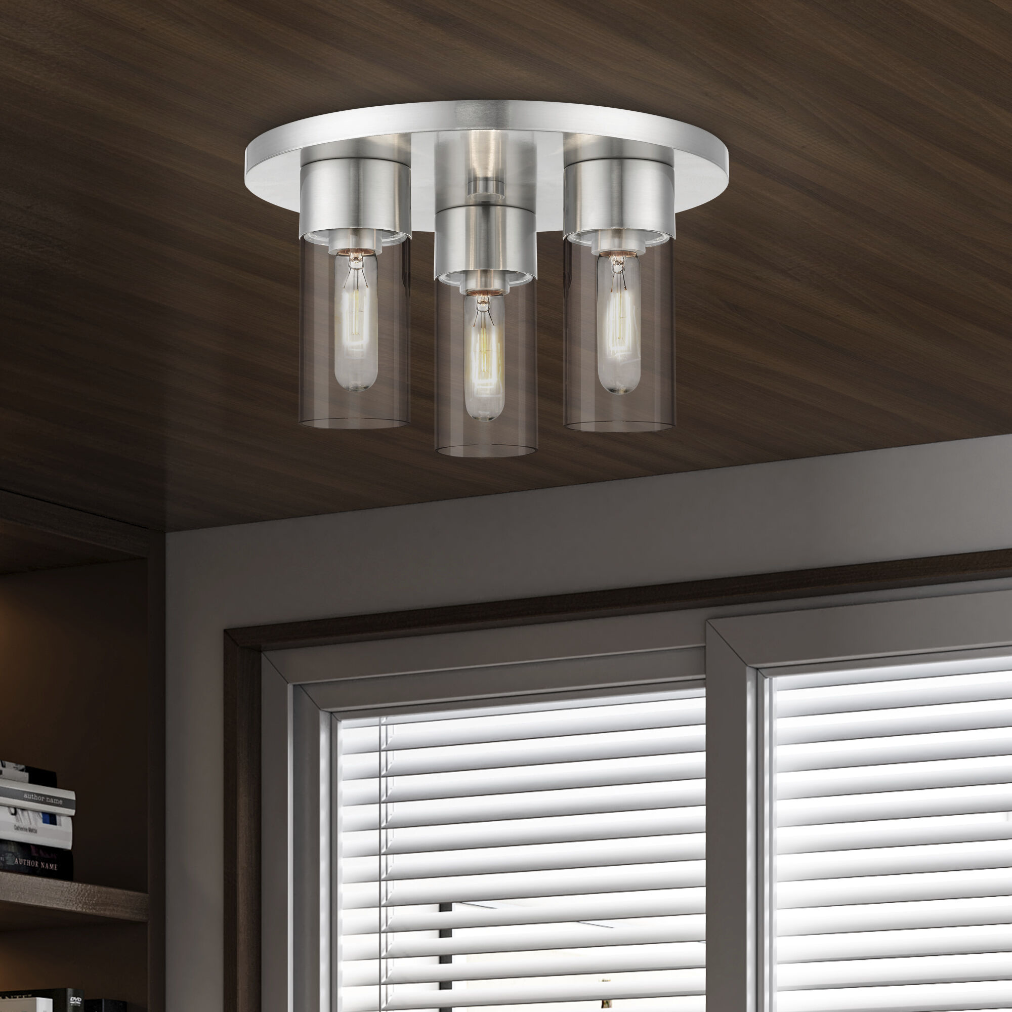 Carson 3 Light 14 inch Brushed Nickel Flush Mount Ceiling Light