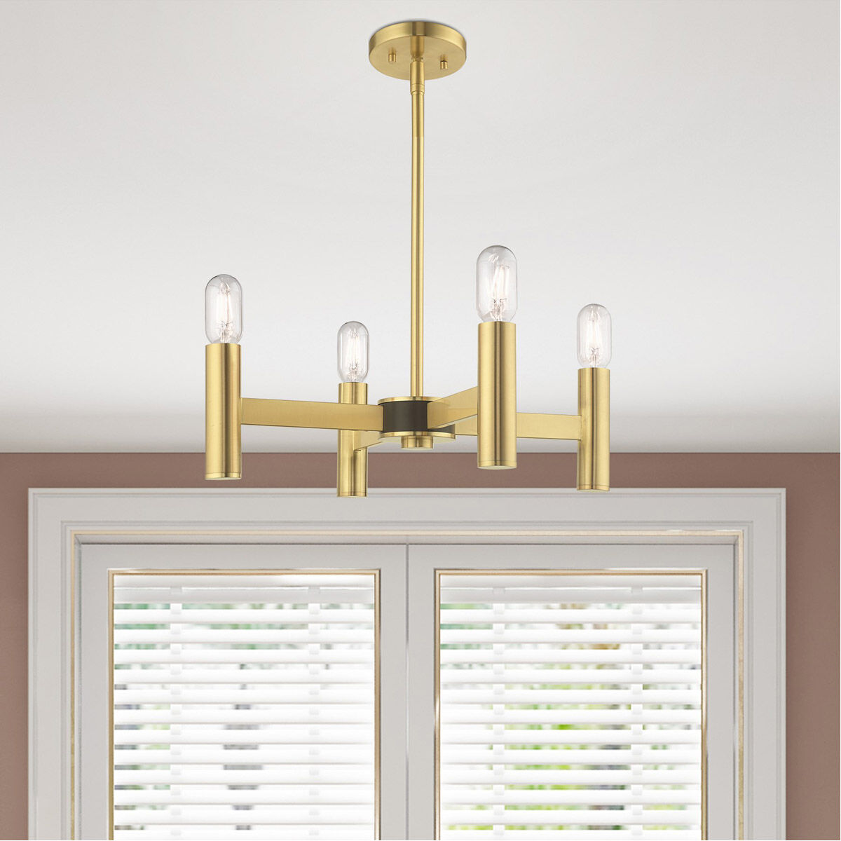 Copenhagen 4 Light 20 inch Satin Brass Mini Chandelier Ceiling Light