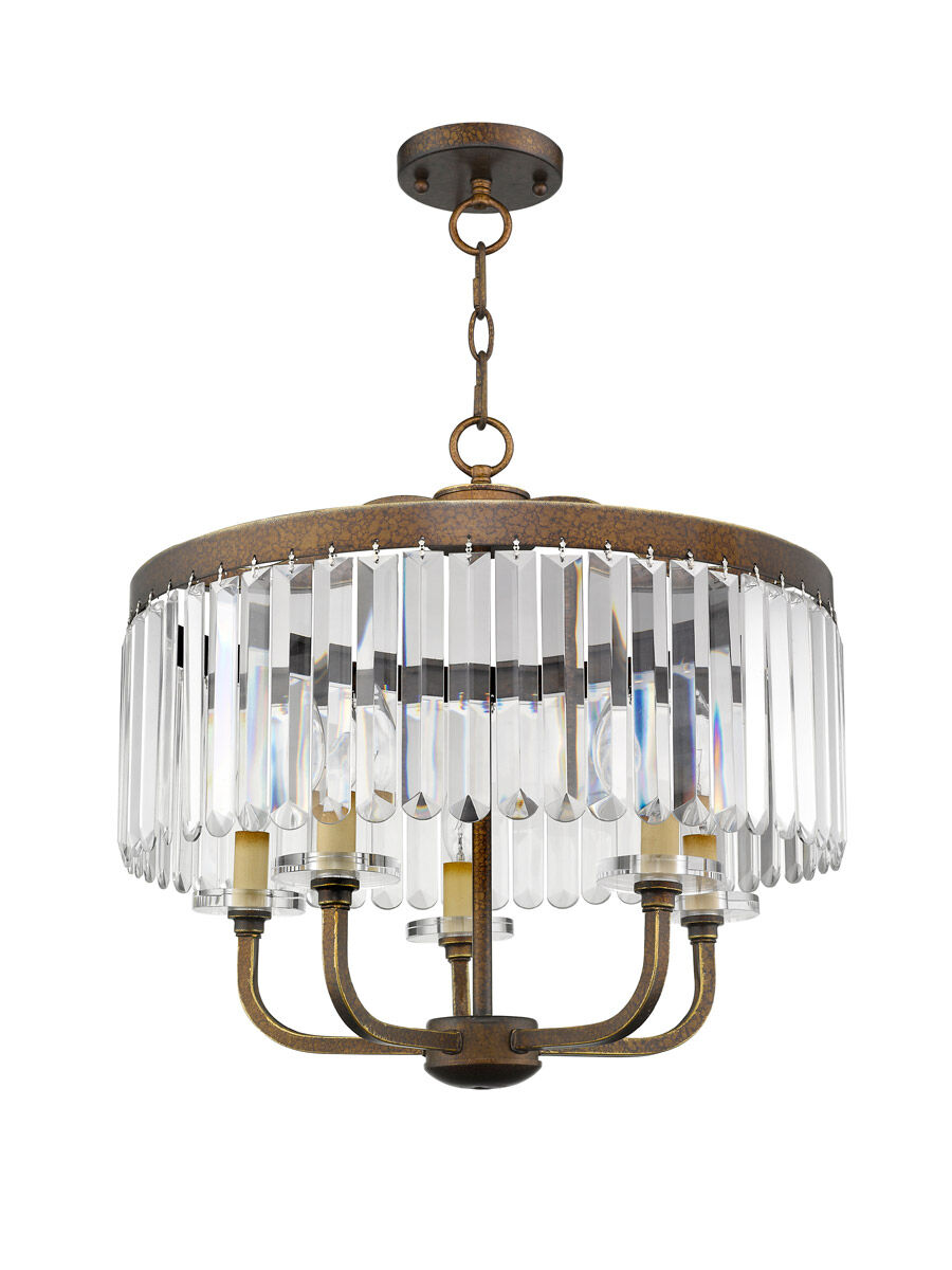 Ashton 5 Light 20 inch Hand Painted Palacial Bronze Convertible Chandelier/Ceiling Mount Ceiling Light