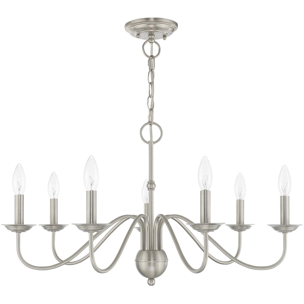 Windsor 7 Light 28 inch Brushed Nickel Chandelier Ceiling Light