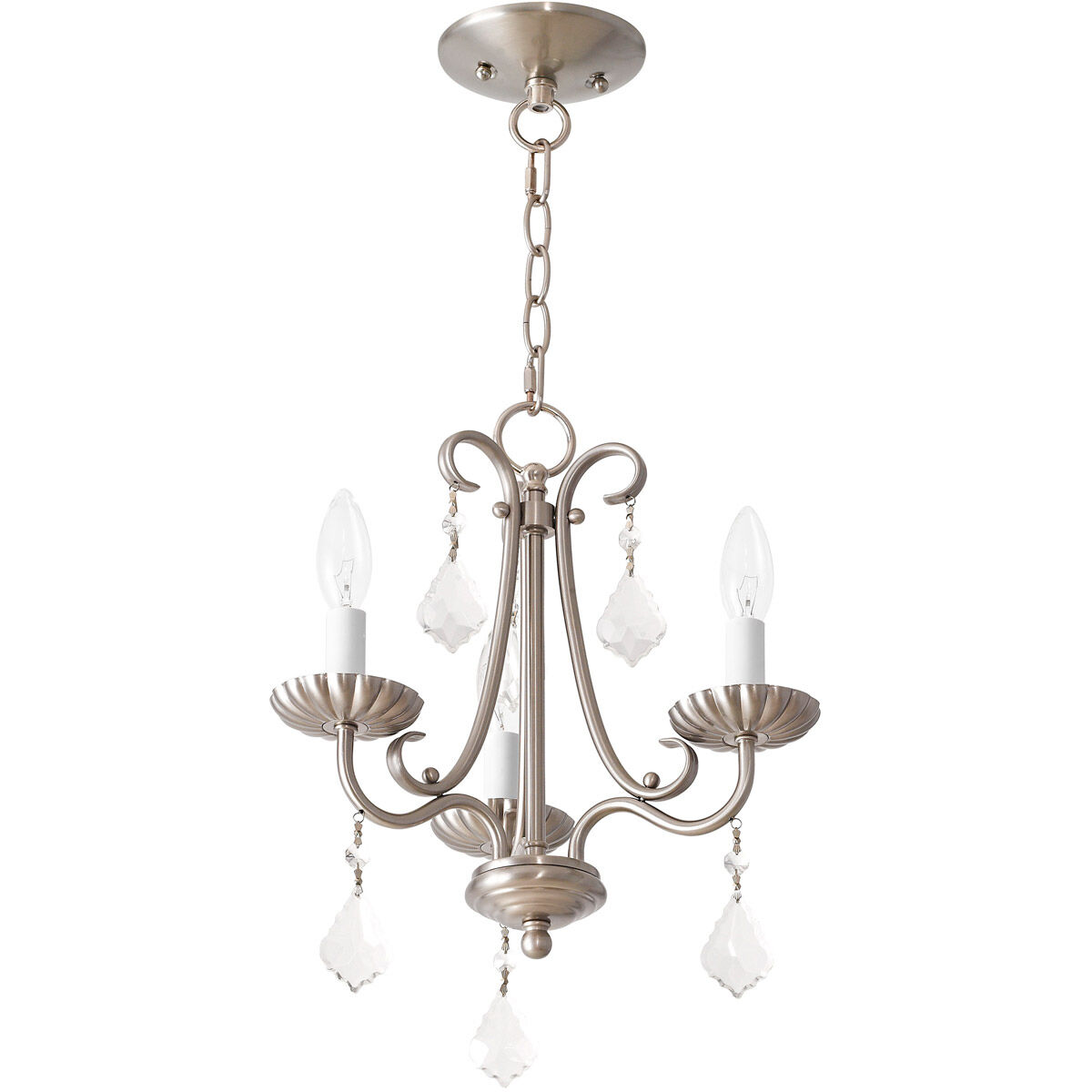 Daphne 3 Light 14 inch Brushed Nickel Mini Chandelier Ceiling Light