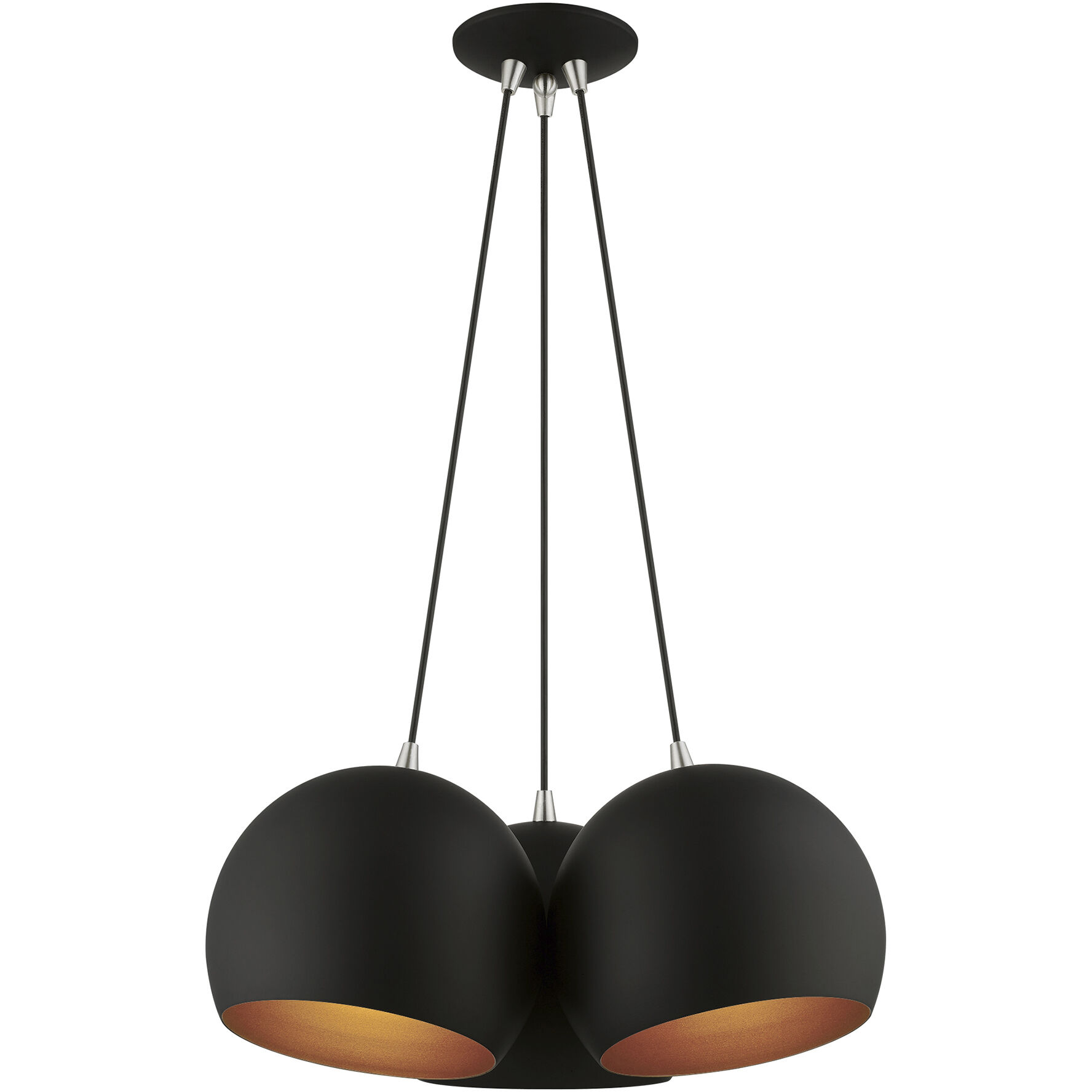 Piedmont 3 Light 22 inch Black with Brushed Nickel Accents Globe Pendant Ceiling Light