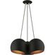 Piedmont 3 Light 22 inch Black with Brushed Nickel Accents Globe Pendant Ceiling Light