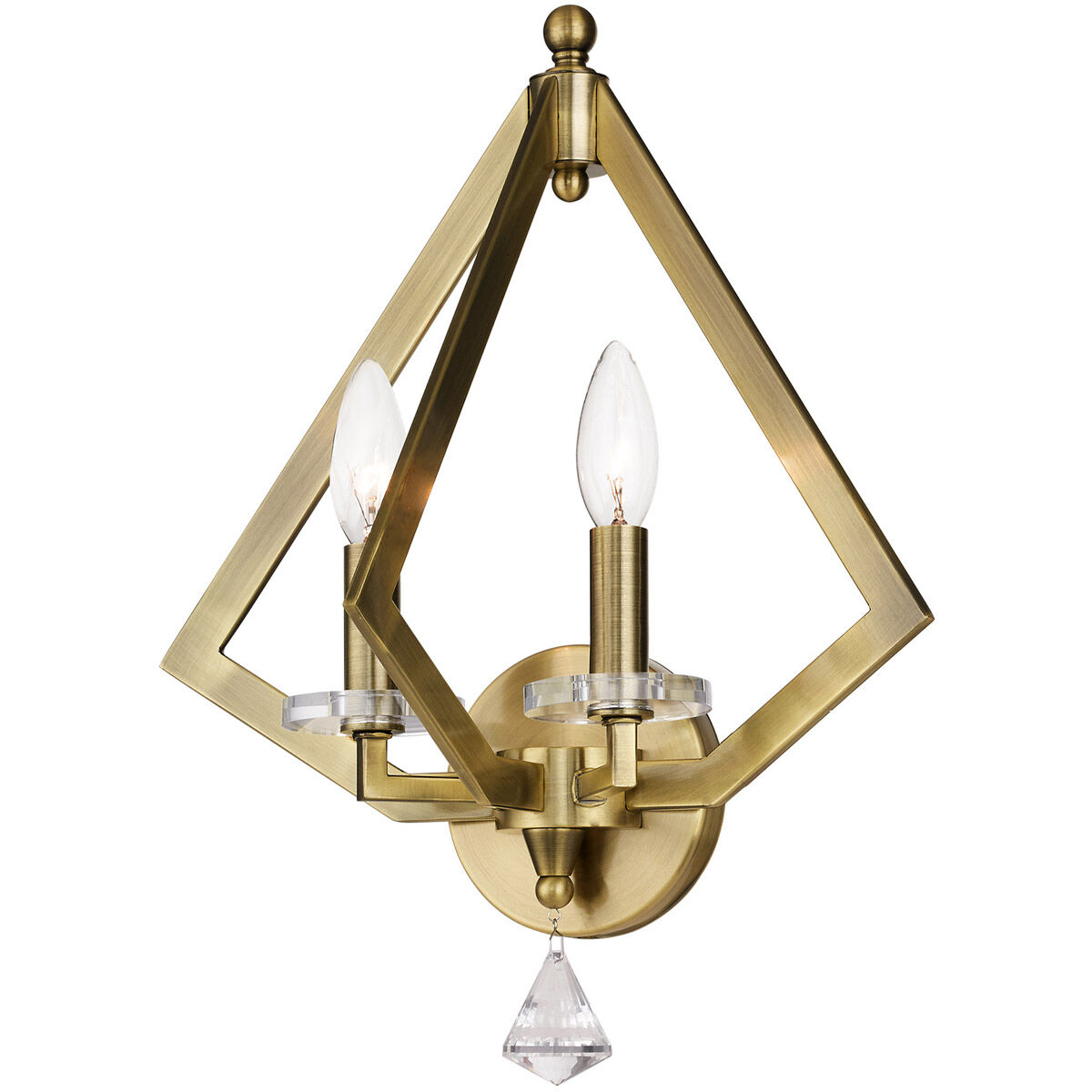 Diamond 2 Light 13 inch Antique Brass Wall Sconce Wall Light