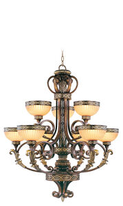 Seville 9 Light 34 inch Palacial Bronze with Gilded Accents Chandelier Ceiling Light