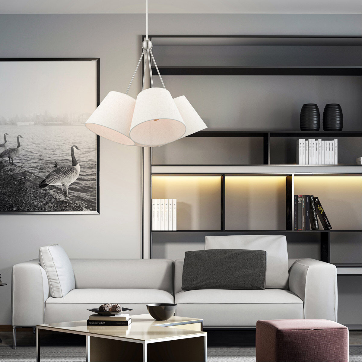 Prato 4 Light 25 inch Brushed Nickel Chandelier Ceiling Light