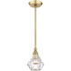 Brussels 1 Light 7 inch Natural Brass Pendant Ceiling Light, Crystal, Single