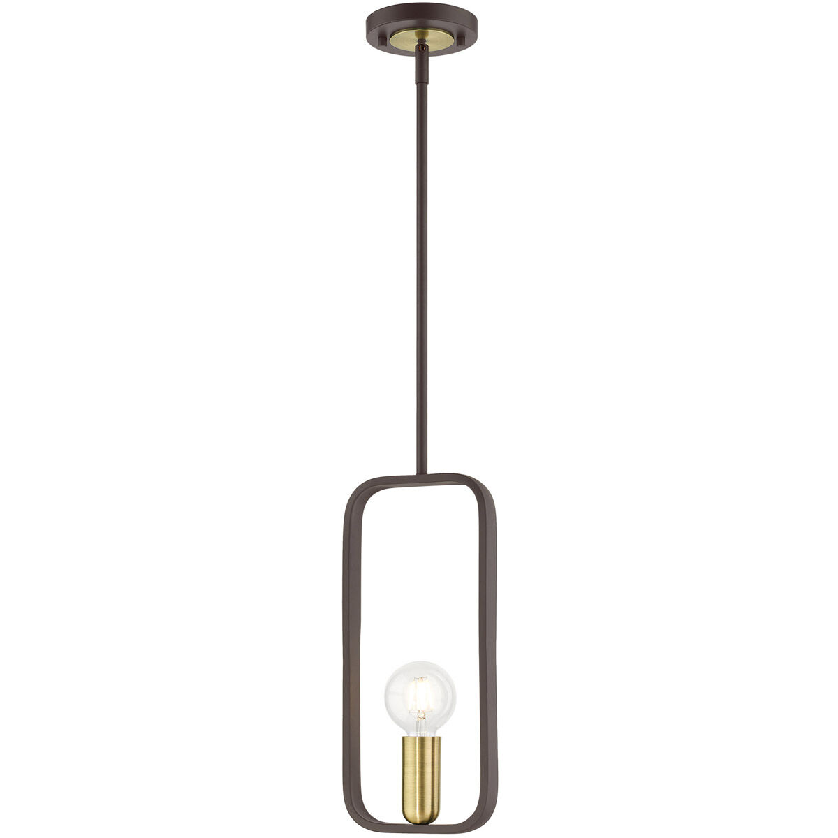 Bergamo 1 Light 5 inch Bronze with Antique Brass Accents Pendant Ceiling Light