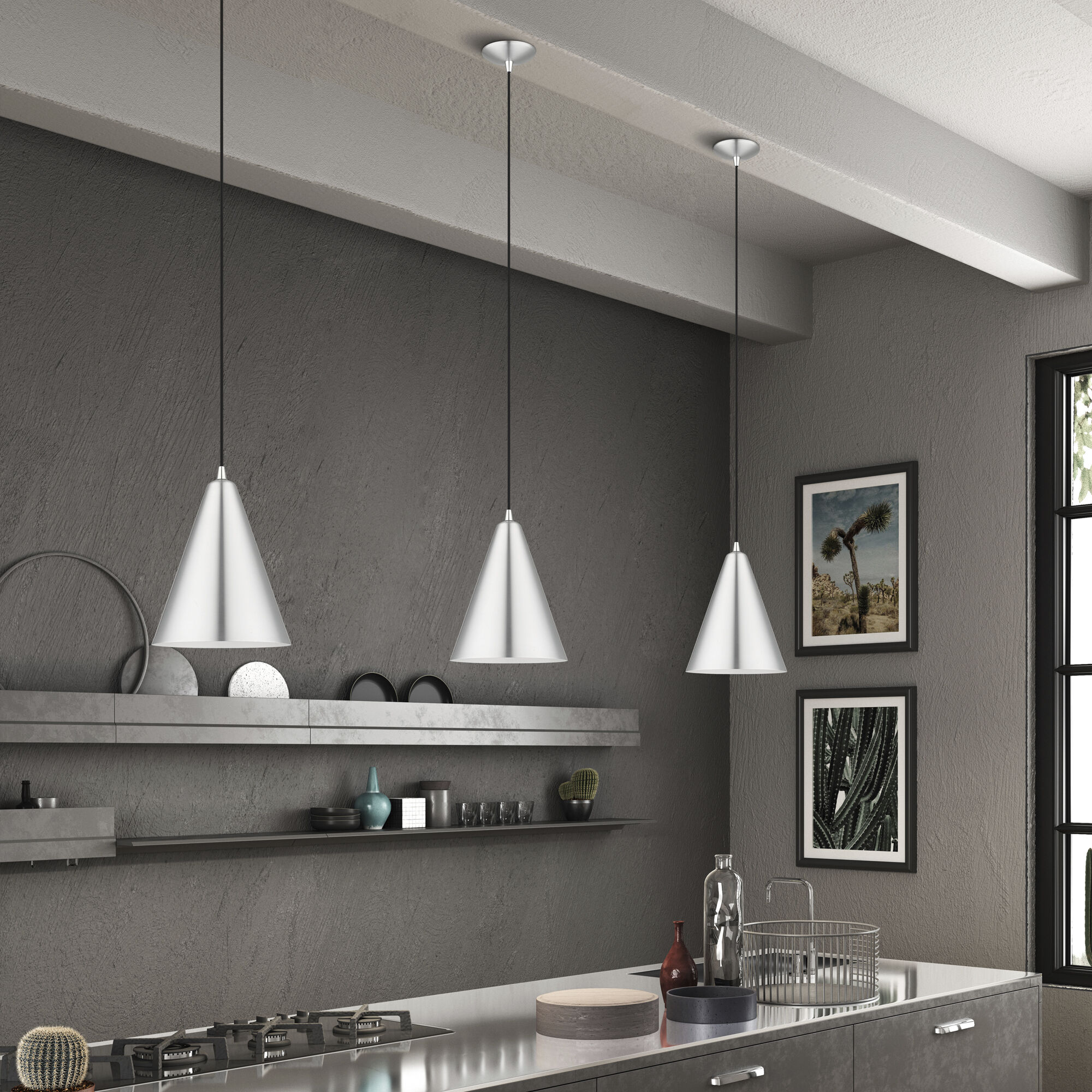 Dulce 1 Light 10 inch Brushed Aluminum with Polished Chrome Accents Pendant Ceiling Light