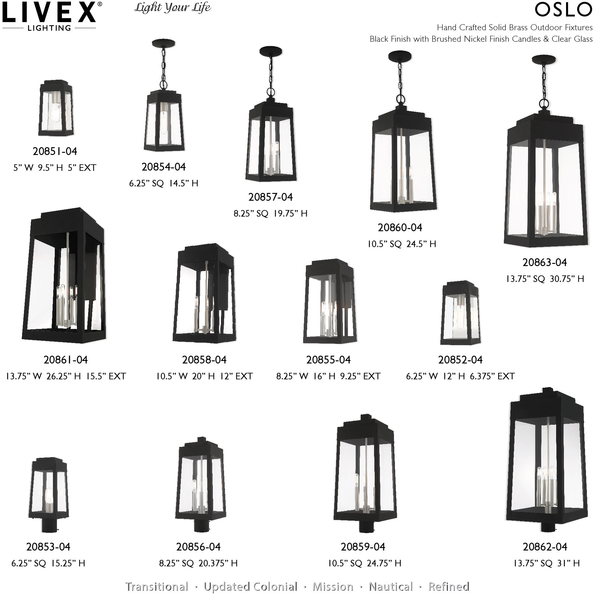 Oslo 4 Light 14 inch Black Outdoor Pendant Lantern