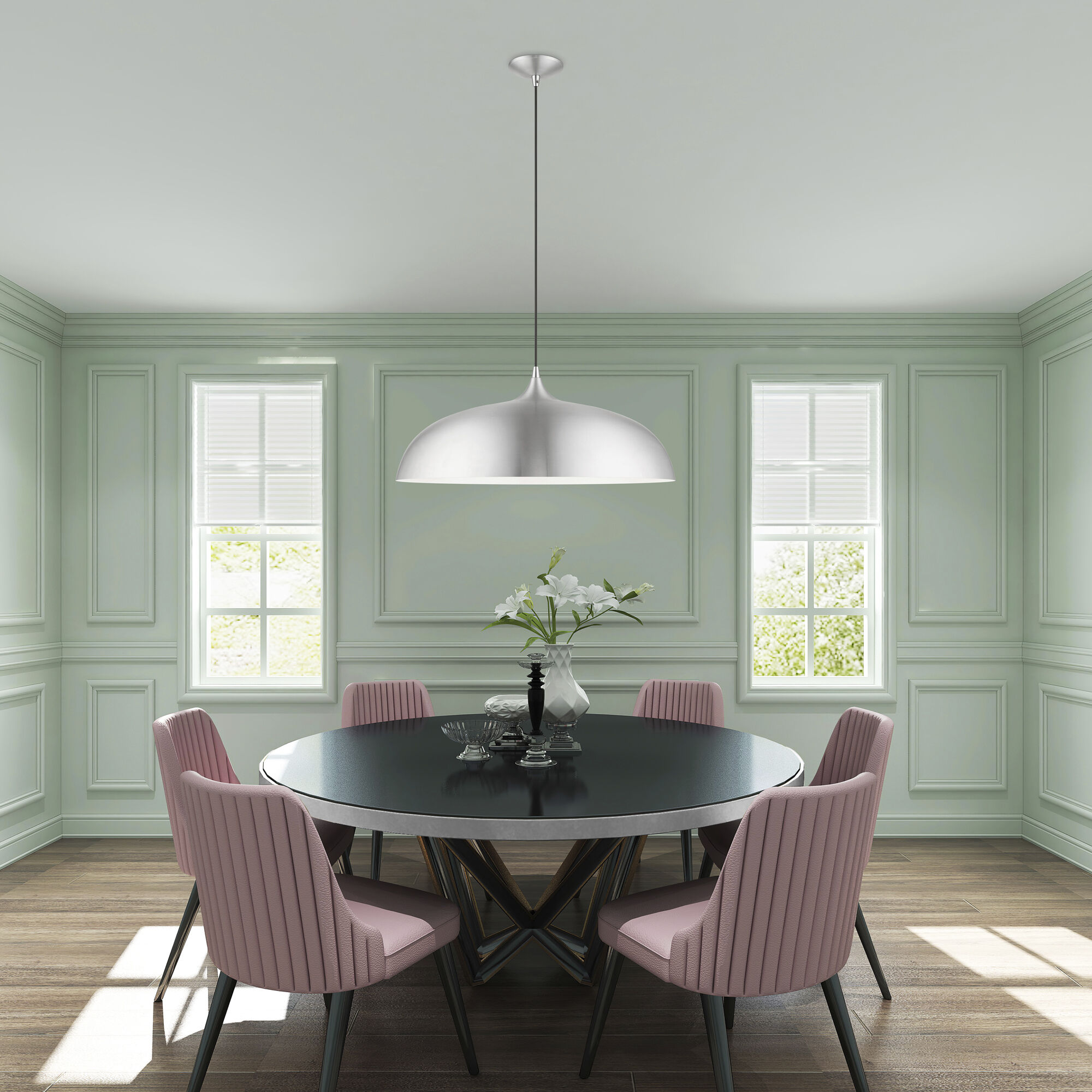 Amador 3 Light 23.75 inch Brushed Aluminum with Polished Chrome Accents Pendant Ceiling Light, Large