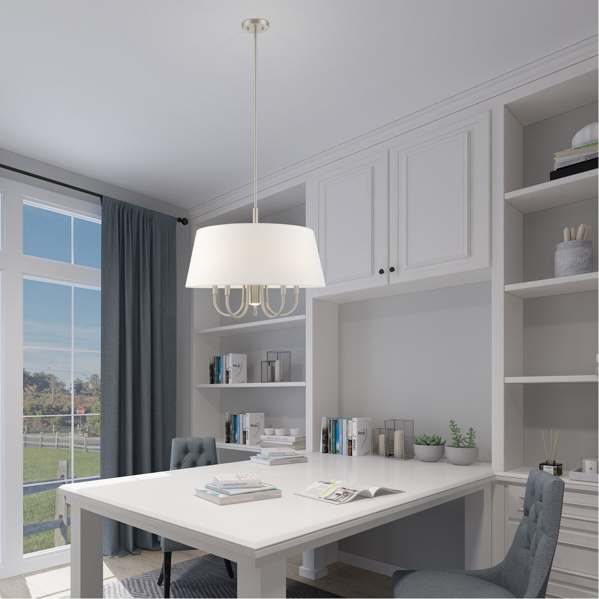 Belclaire 6 Light 24 inch Brushed Nickel Pendant Chandelier Ceiling Light