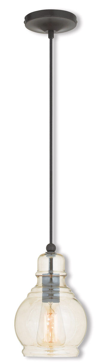 Art Glass 1 Light 6 inch English Bronze Mini Pendant Ceiling Light