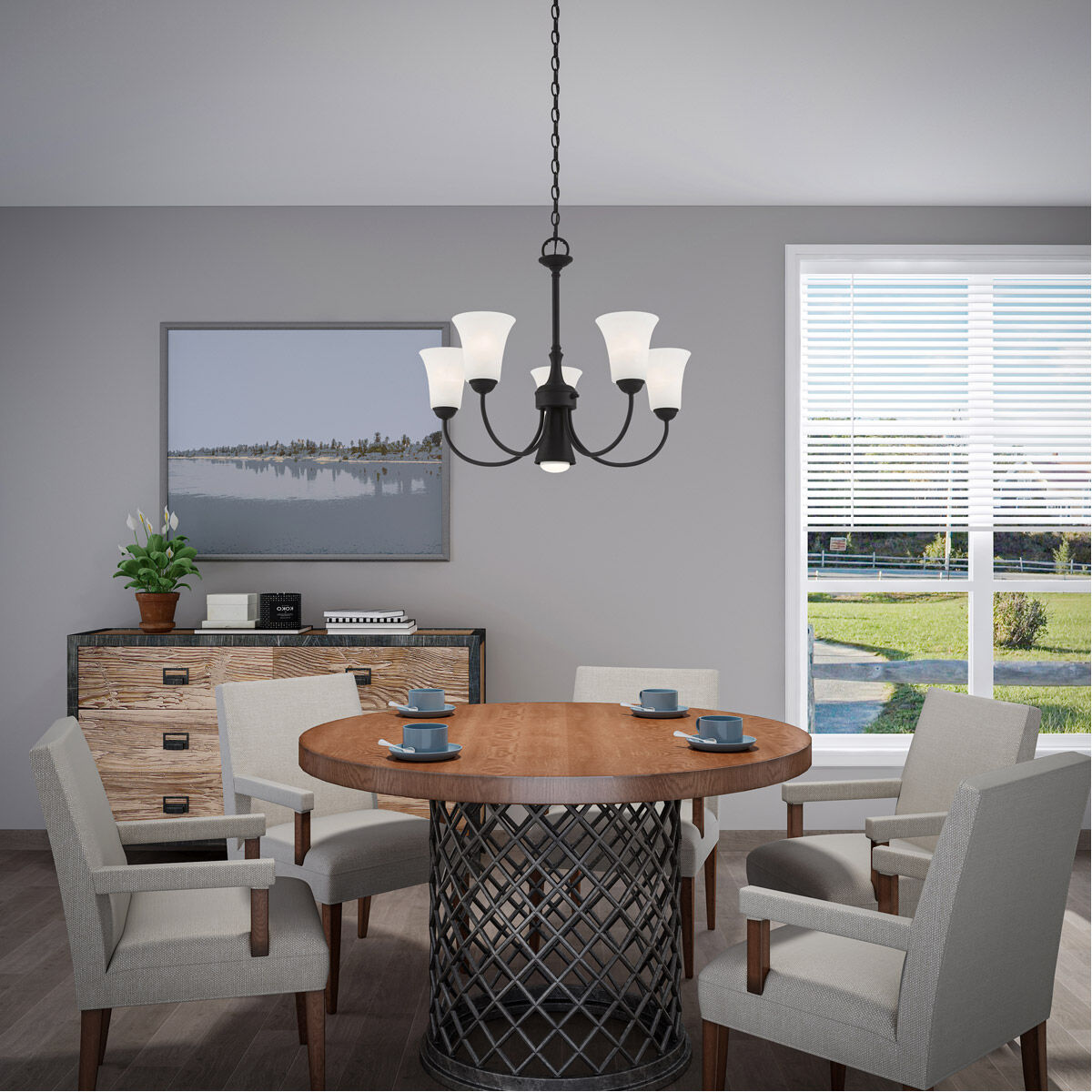 Ridgedale 6 Light 26 inch Black Chandelier Ceiling Light