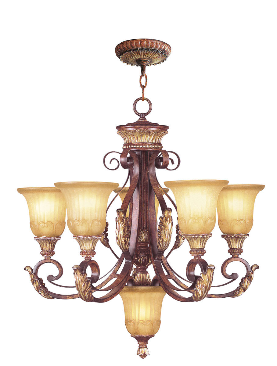 Villa Verona 6 Light 26 inch Verona Bronze with Aged Gold Leaf Accents Chandelier Ceiling Light