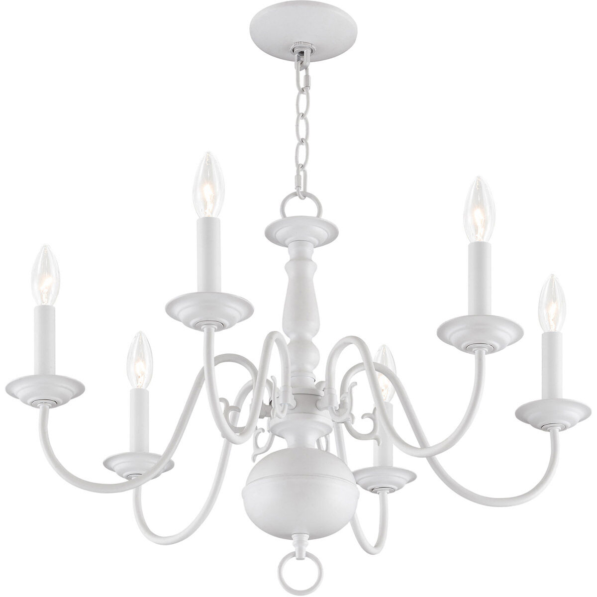 Williamsburgh 6 Light 24 inch White Chandelier Ceiling Light