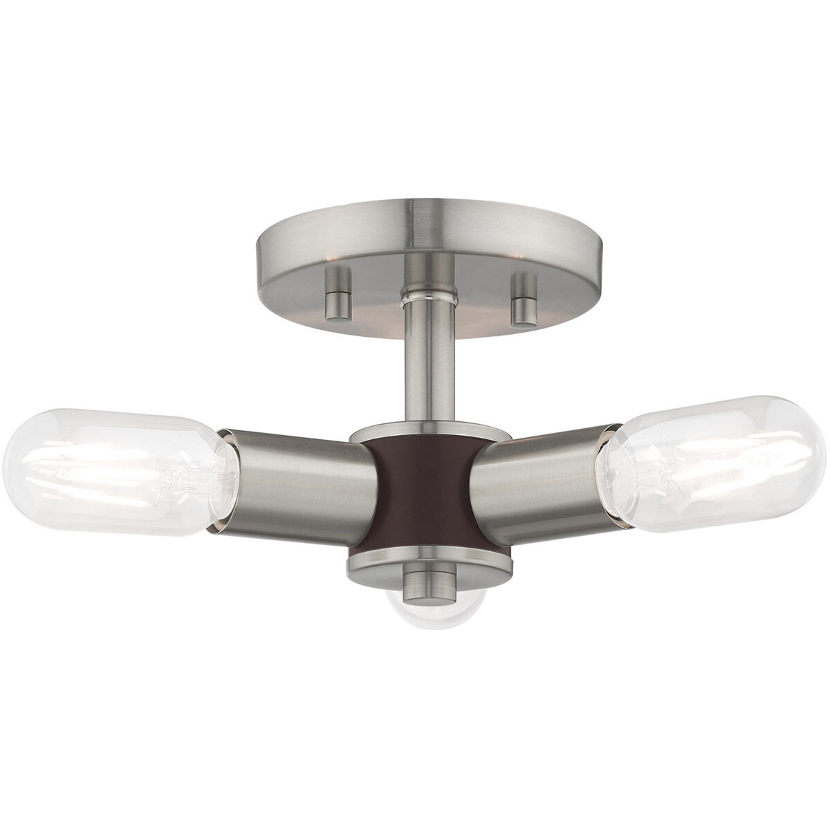 Copenhagen 3 Light 14 inch Brushed Nickel Semi-Flush Mount Ceiling Light