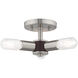 Copenhagen 3 Light 14 inch Brushed Nickel Semi-Flush Mount Ceiling Light