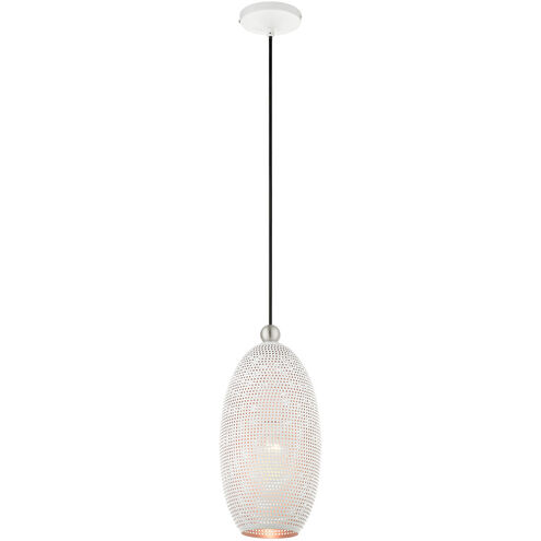 Dublin 1 Light 7 inch White with Brushed Nickel Accents Pendant Ceiling Light