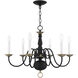 Williamsburg 6 Light 24 inch Black with Antique Brass Accents Chandelier Ceiling Light