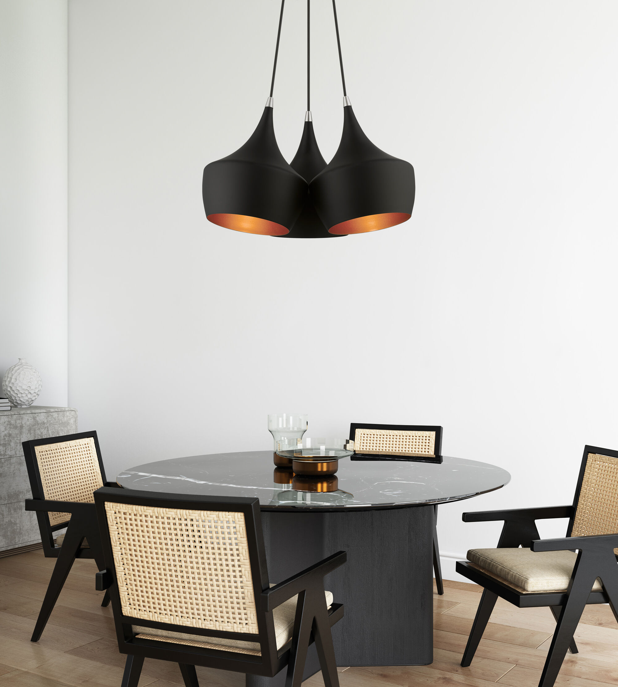 Waldorf 3 Light 21 inch Black Cluster Pendant Ceiling Light