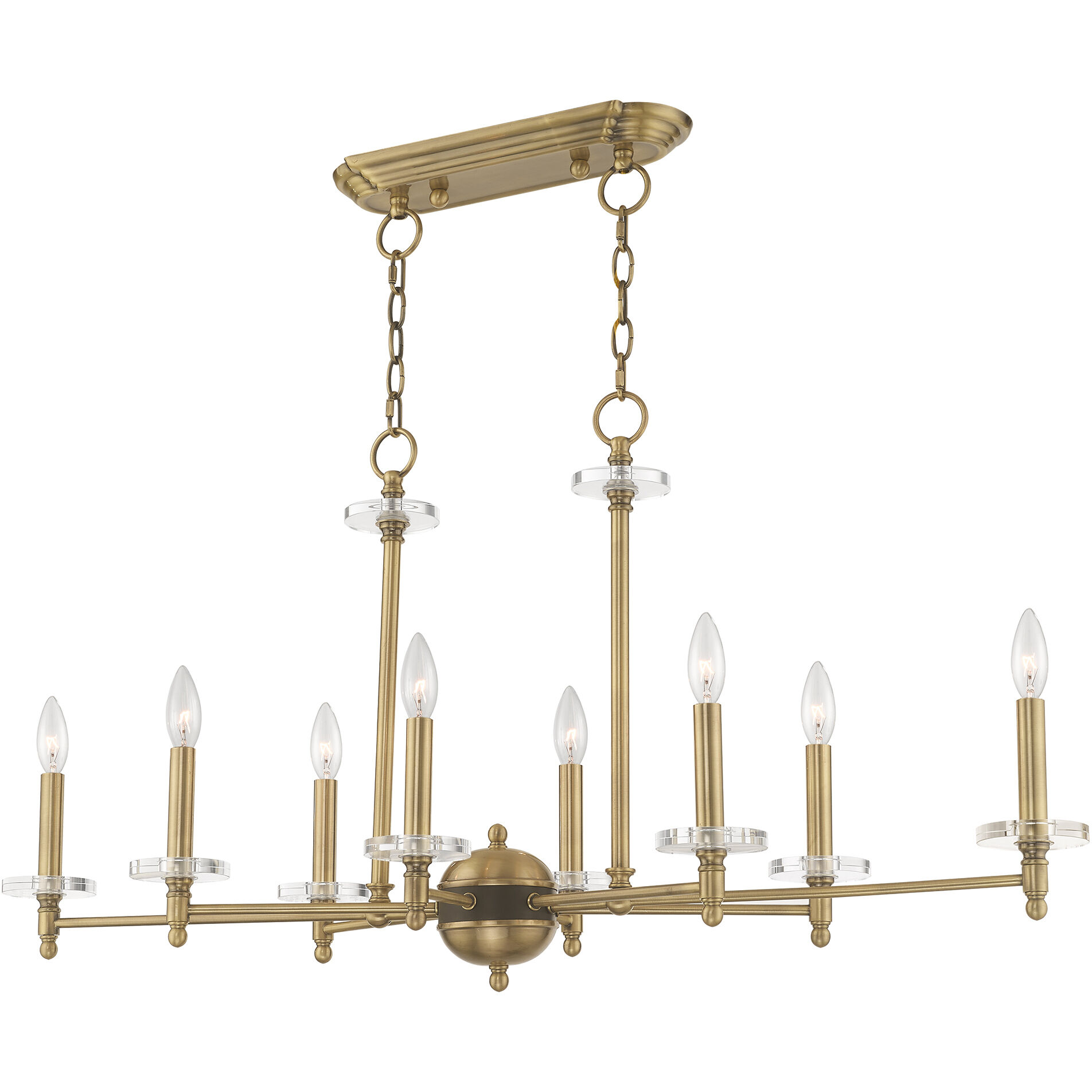 Bennington 8 Light 40 inch Antique Brass Linear Chandelier Ceiling Light