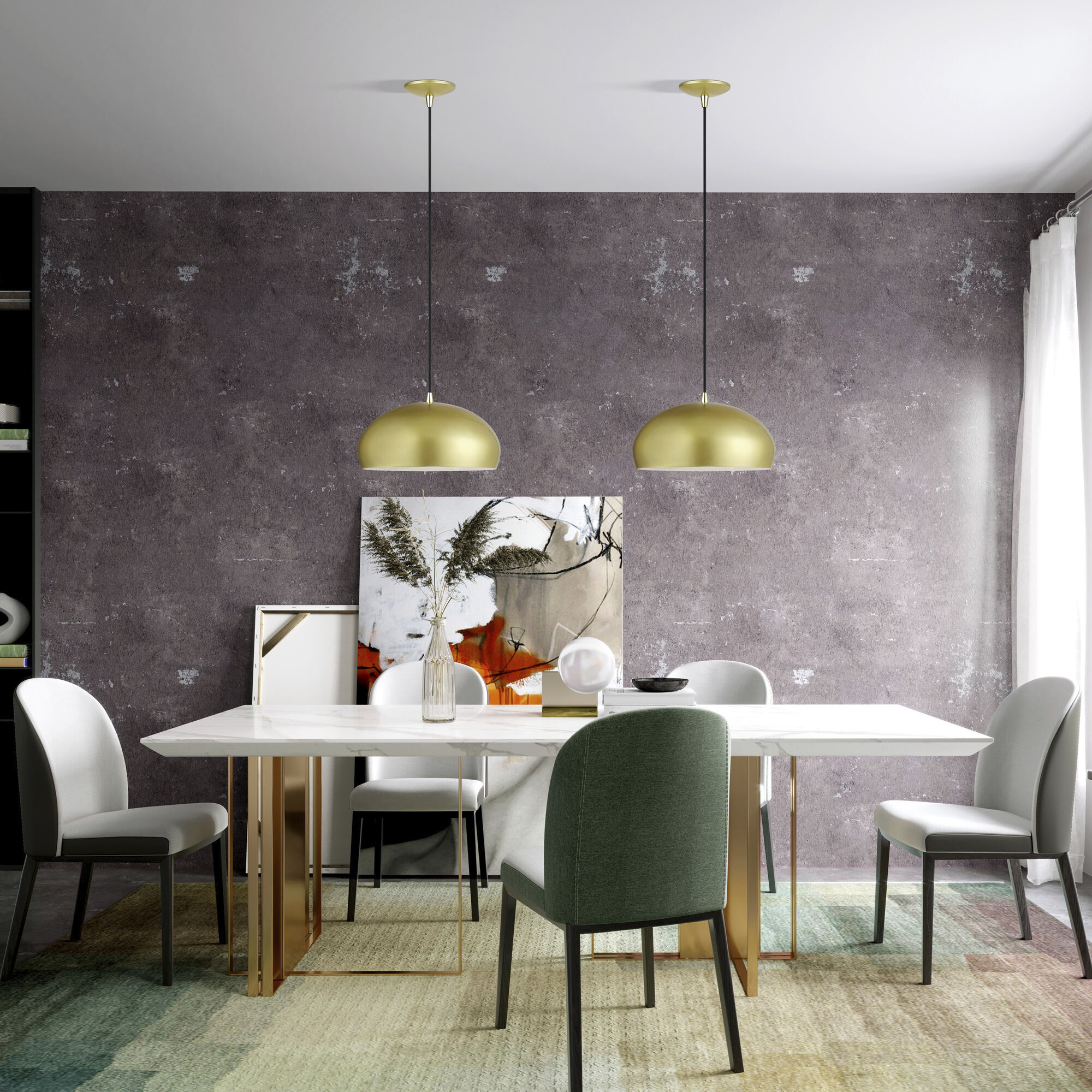 Domma 1 Light 14 inch Soft Gold with Polished Brass Accents Pendant Ceiling Light