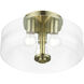 Whitworth 3 Light 14.5 inch Antique Brass Semi-Flush Ceiling Light