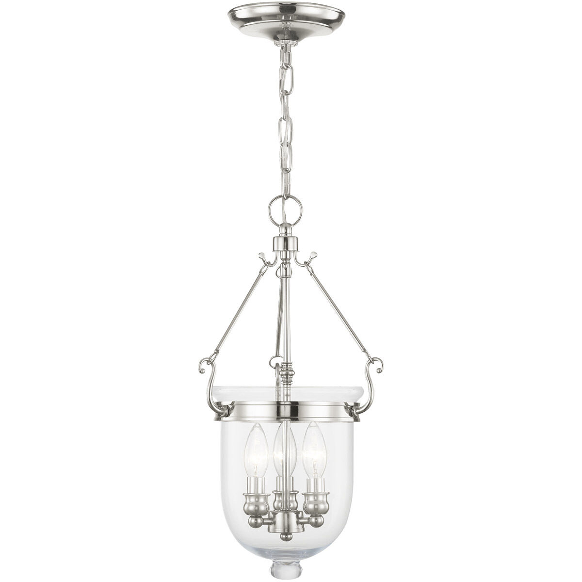 Jefferson 3 Light 10 inch Polished Nickel Chain Lantern
