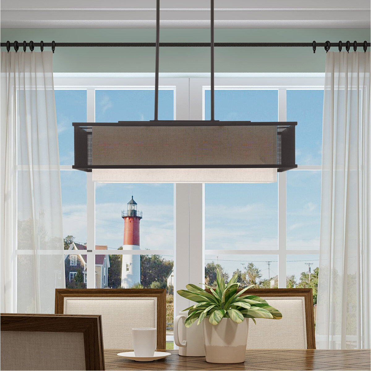 Braddock 3 Light 30 inch Bronze Linear Chandelier Ceiling Light