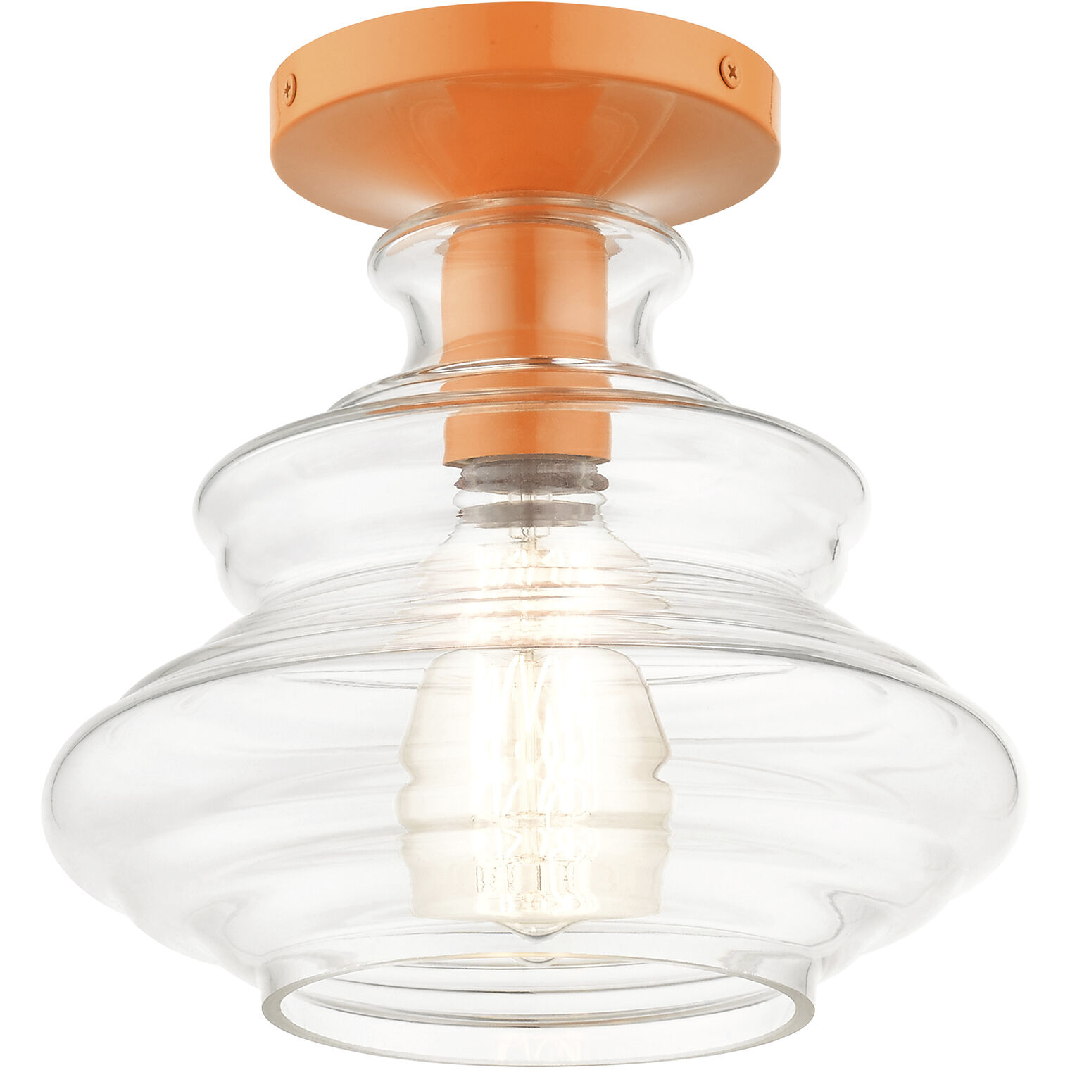 Everett 1 Light 9 inch Shiny Orange Semi-Flush Ceiling Light