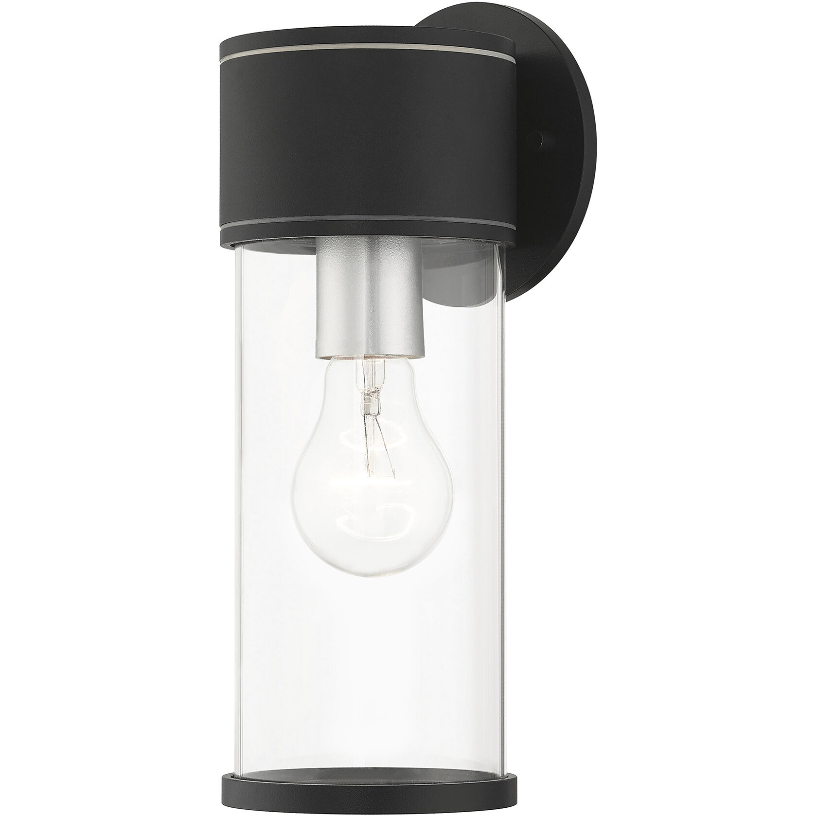 Atlantic 1 Light 4.5 inch Textured Black with Antique Silver Finish Accents Outdoor Medium Wall Lantern Wall Light