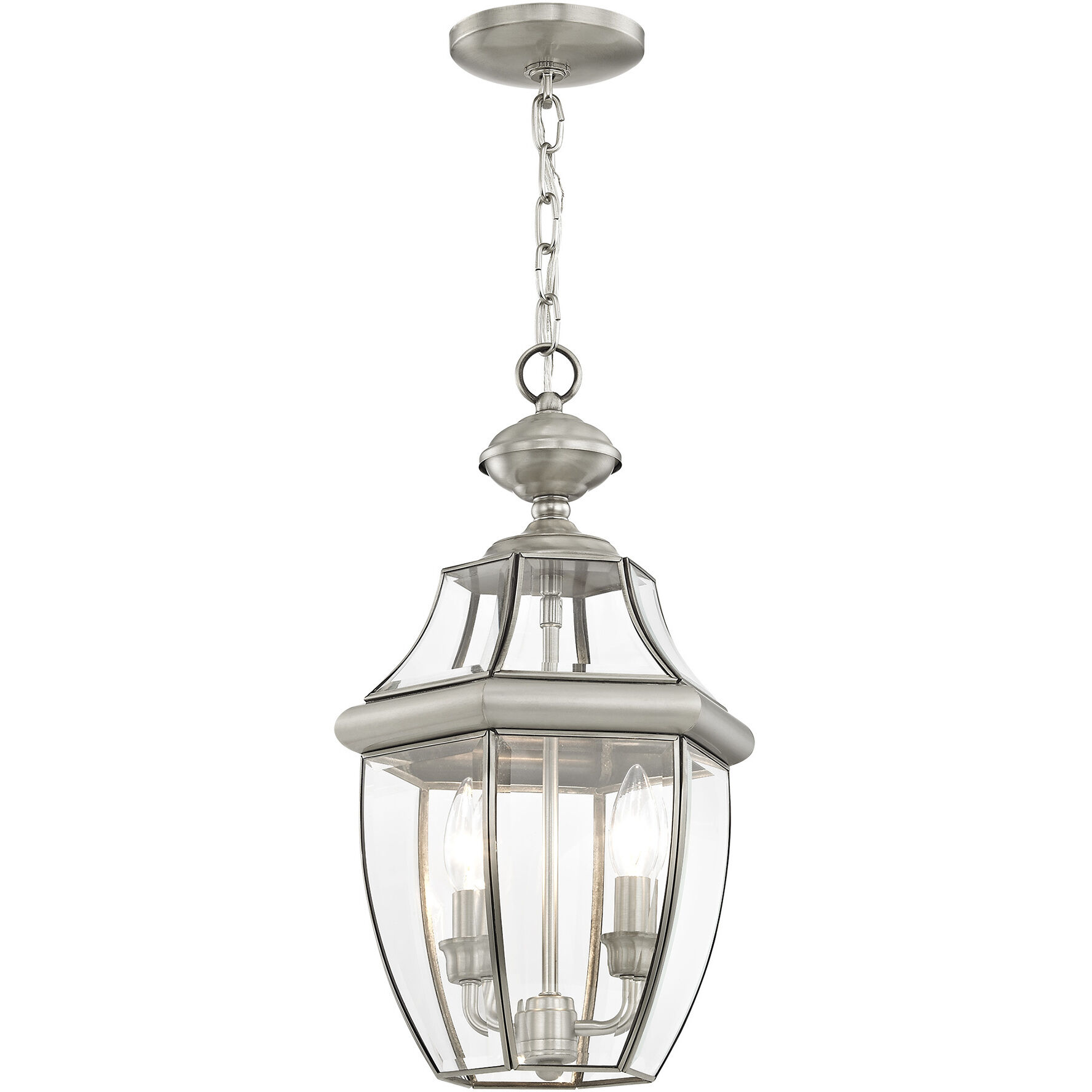 Monterey 2 Light 11 inch Brushed Nickel Outdoor Pendant Lantern