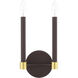 Karlstad 2 Light 7 inch Bronze with Satin Brass Accents ADA Sconce Wall Light