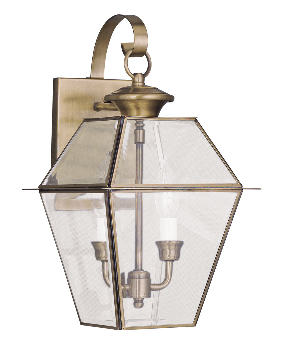 Westover 2 Light 16.5 inch Antique Brass Outdoor Wall Lantern