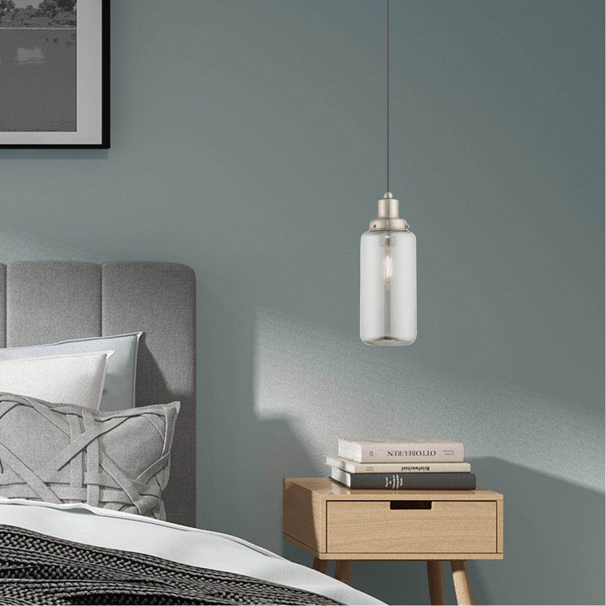 Art Glass 1 Light 5 inch Brushed Nickel Mini Pendant Ceiling Light