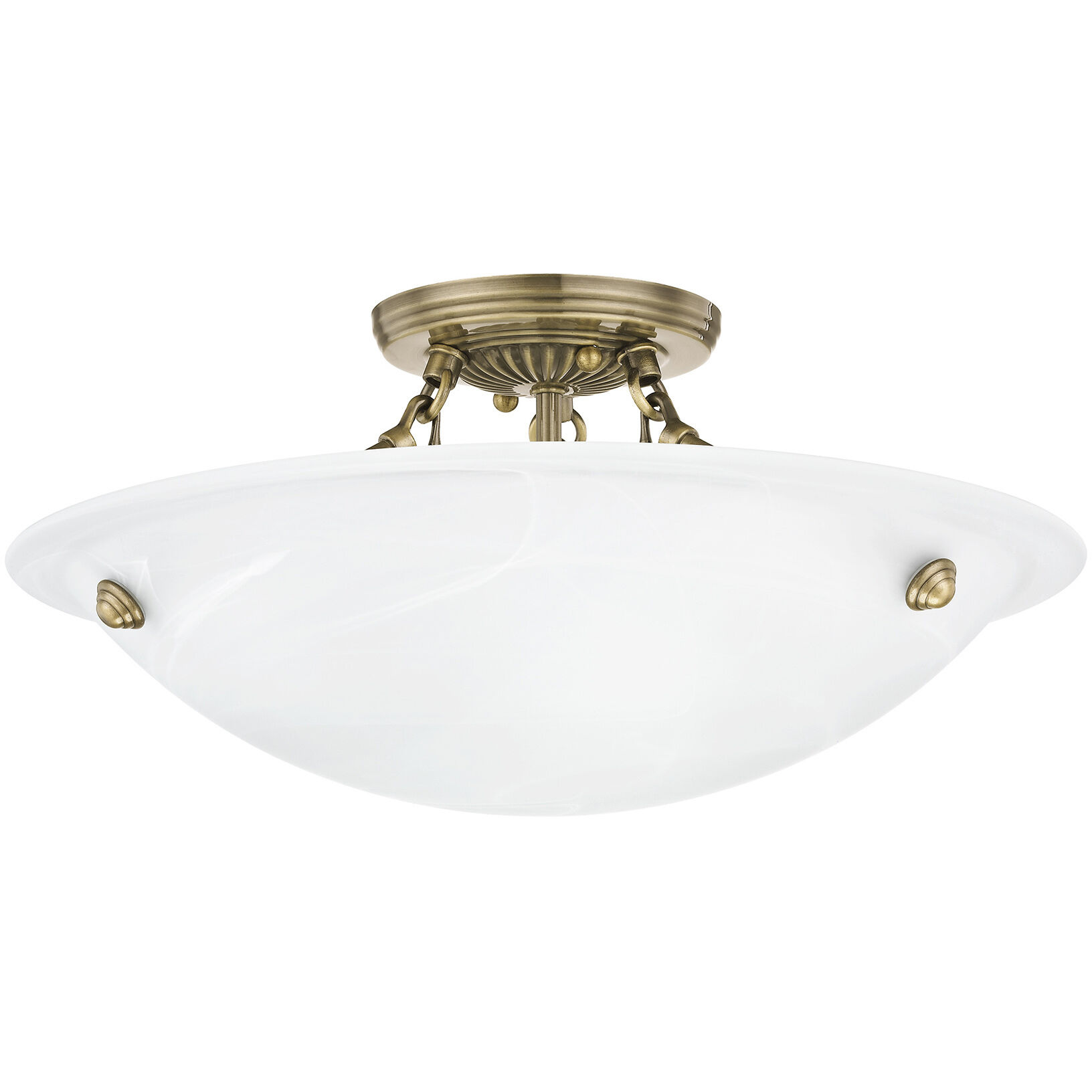 Oasis 3 Light 16 inch Antique Brass Semi-Flush Mount Ceiling Light