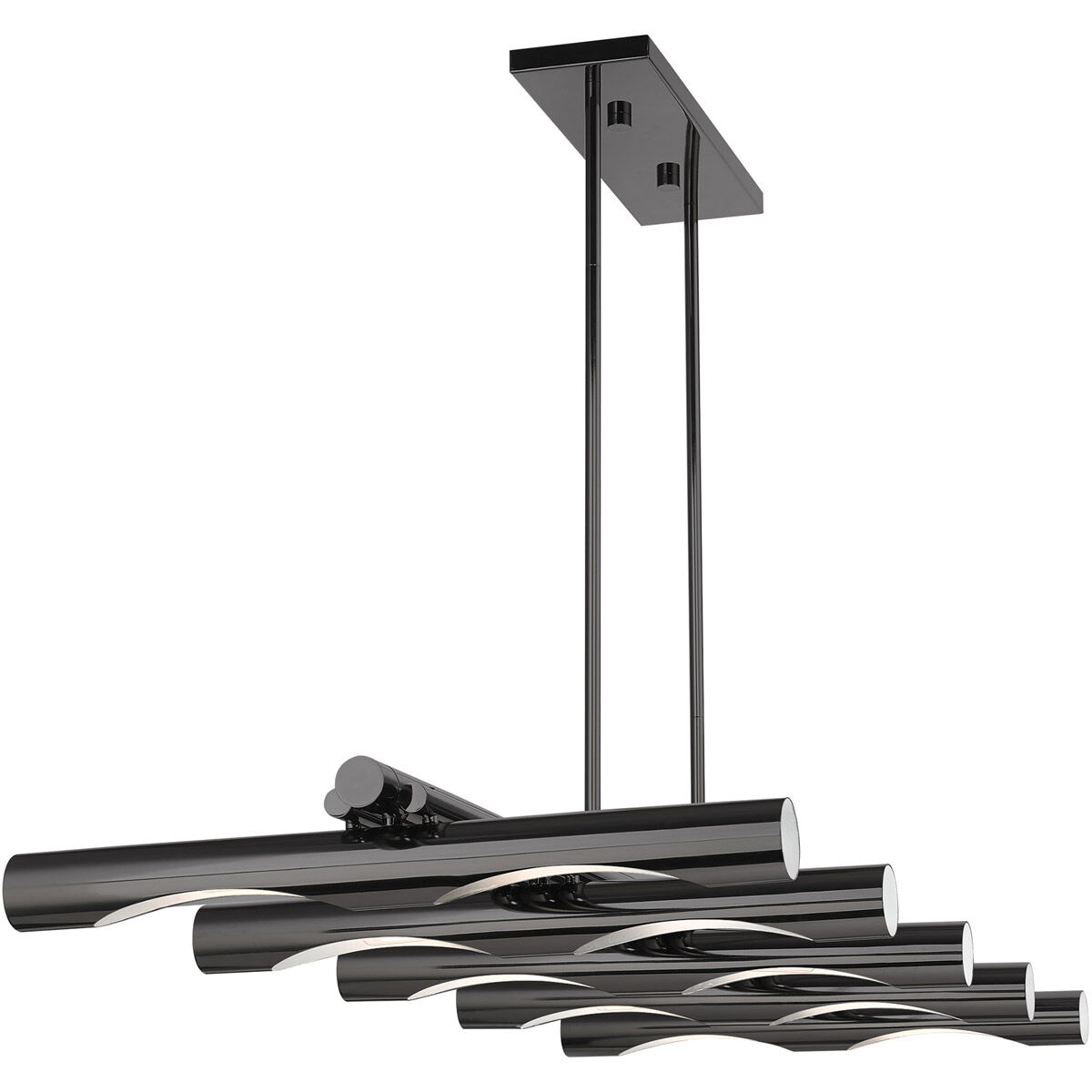 Acra 10 Light 50 inch Black Chrome Linear Chandelier Ceiling Light