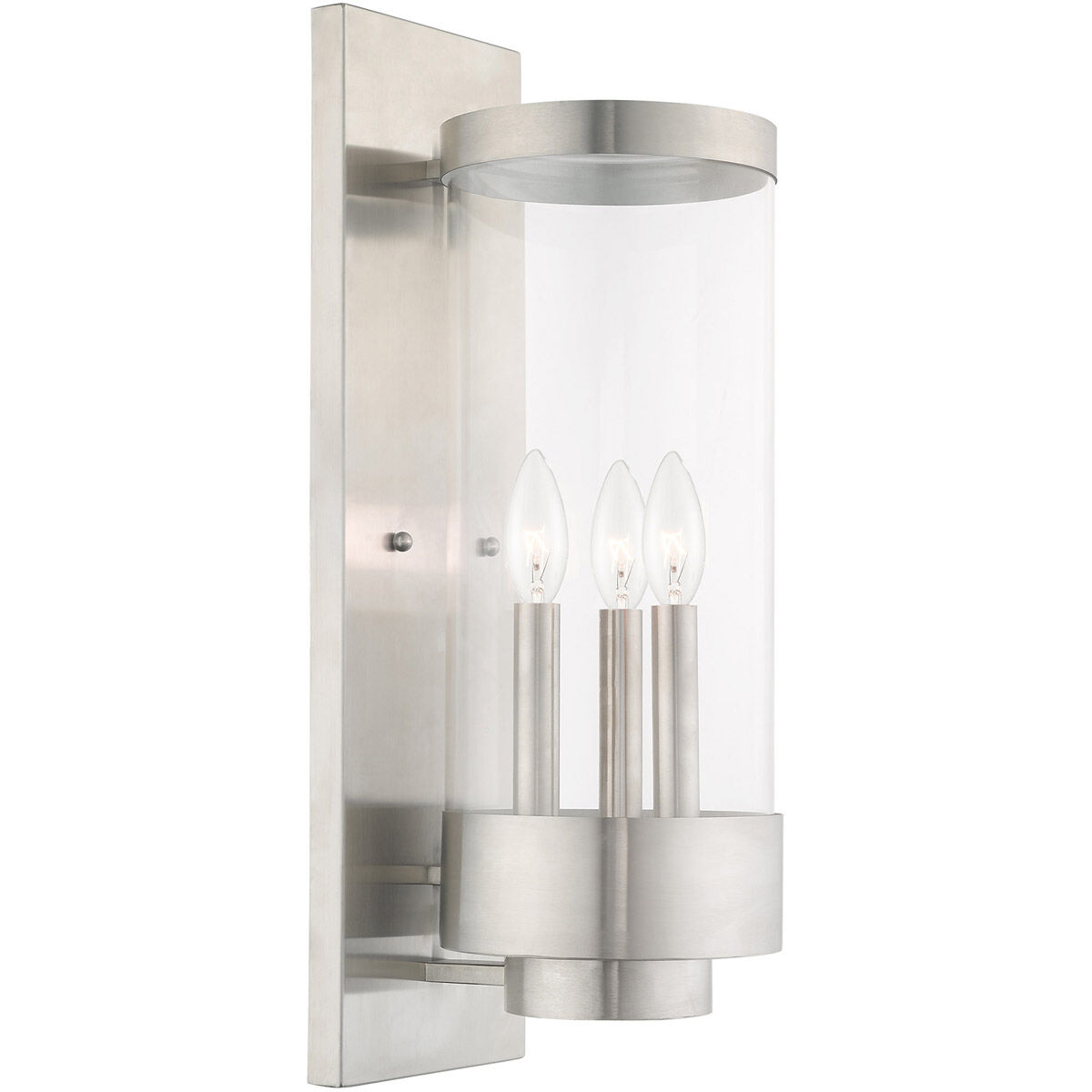 Hillcrest 3 Light 20.5 inch Brushed Nickel Outdoor Wall Lantern