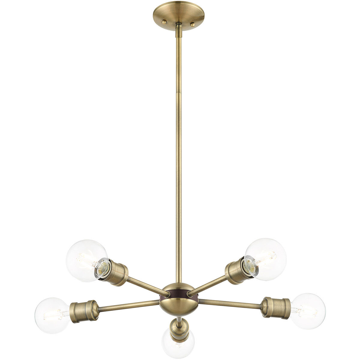 Lansdale 5 Light 19 inch Antique Brass with Bronze Accents Chandelier Ceiling Light