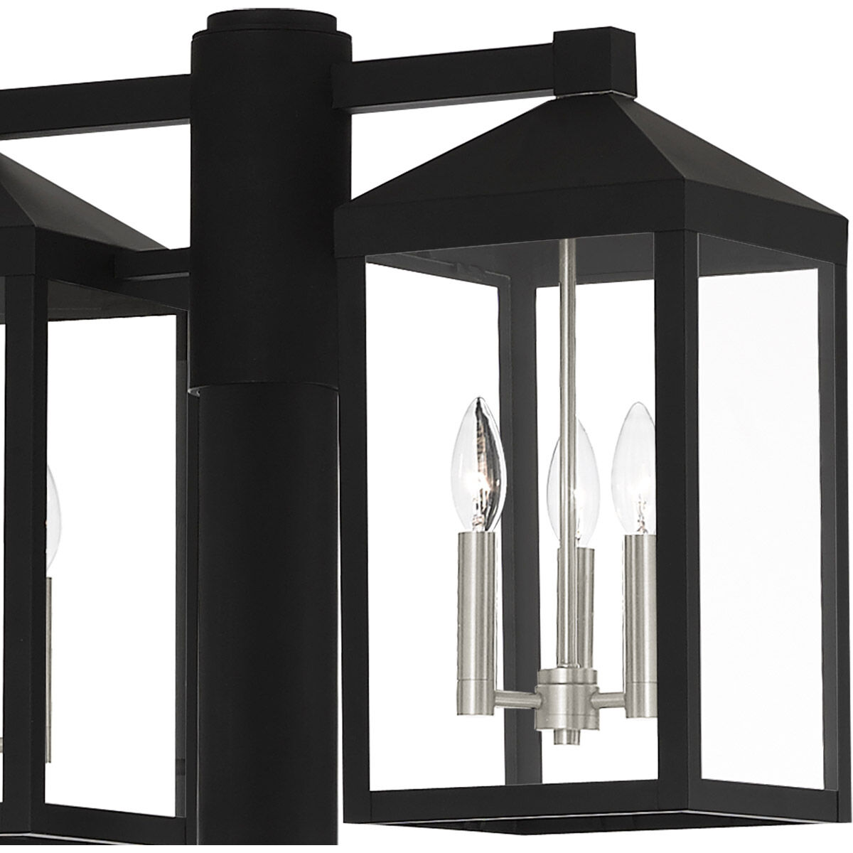 Nyack 6 Light 93 inch Black with Brushed Nickel Cluster Outdoor Post Light