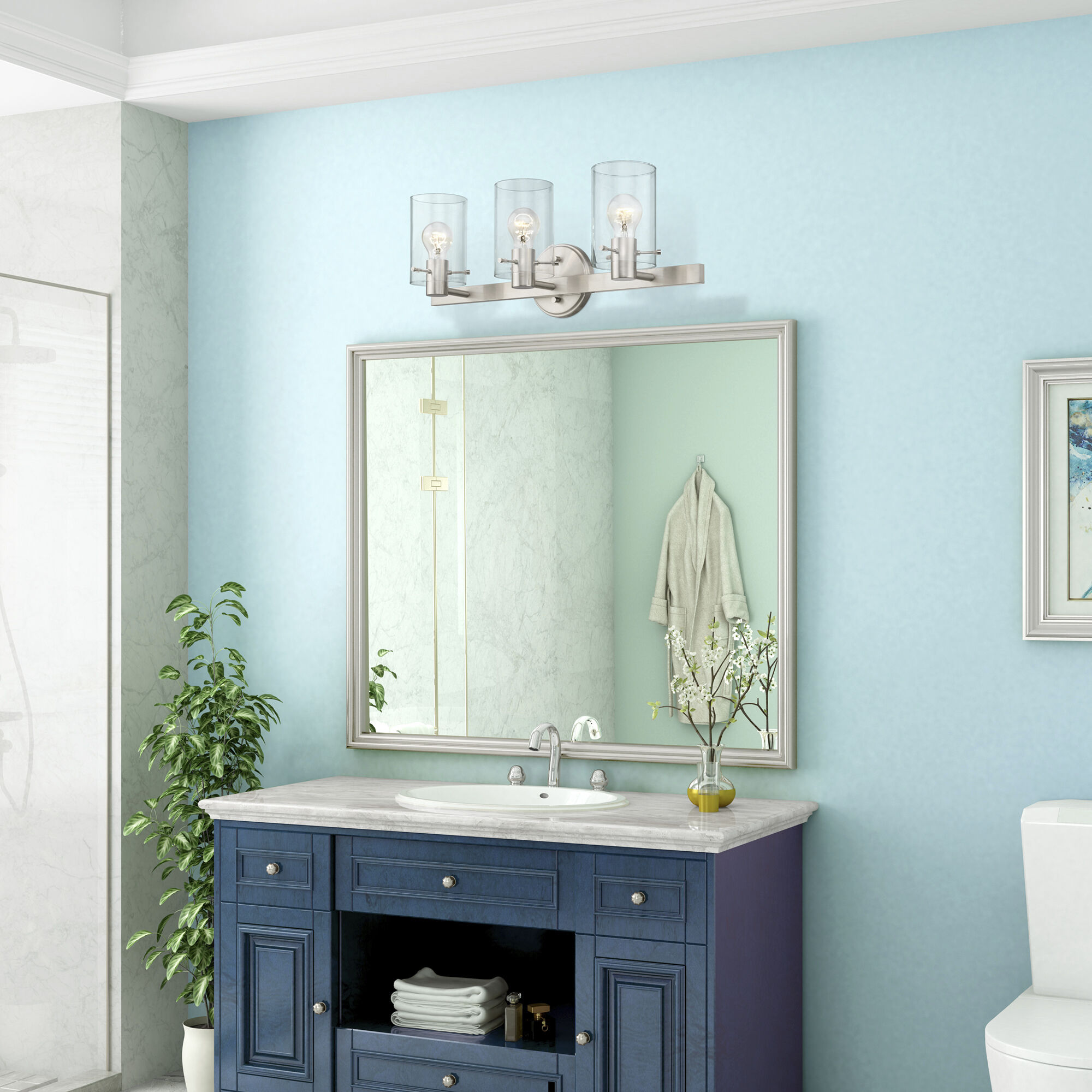 Munich 3 Light 23 inch Brushed Nickel Vanity Sconce Wall Light