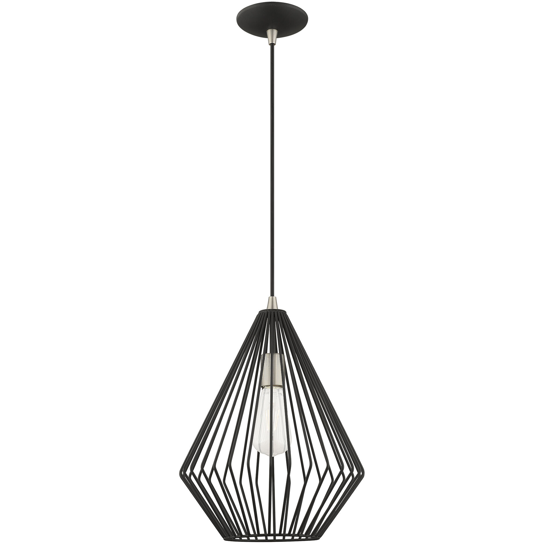Geometric 1 Light 11.5 inch Black Mini Pendant Ceiling Light